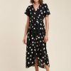 Pret-A-Porter LA FEE maraboutee | Robe Longue Faux Portefeuille A Imprime A Pois Noir/Ecru