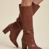 Accessoires LA FEE maraboutee | Bottes A Talons En Cuir De Vachette Cognac