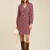 Pret-A-Porter LA FEE maraboutee | Robe Courte Cintree En Viscose Ecovero A Imprime Fleuri Rose