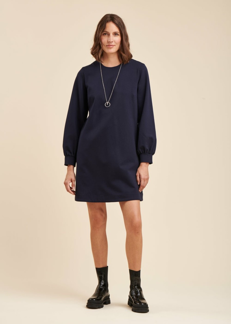 Pret-A-Porter LA FEE maraboutee | Robe Courte En Jersey Milano Bleu Encre