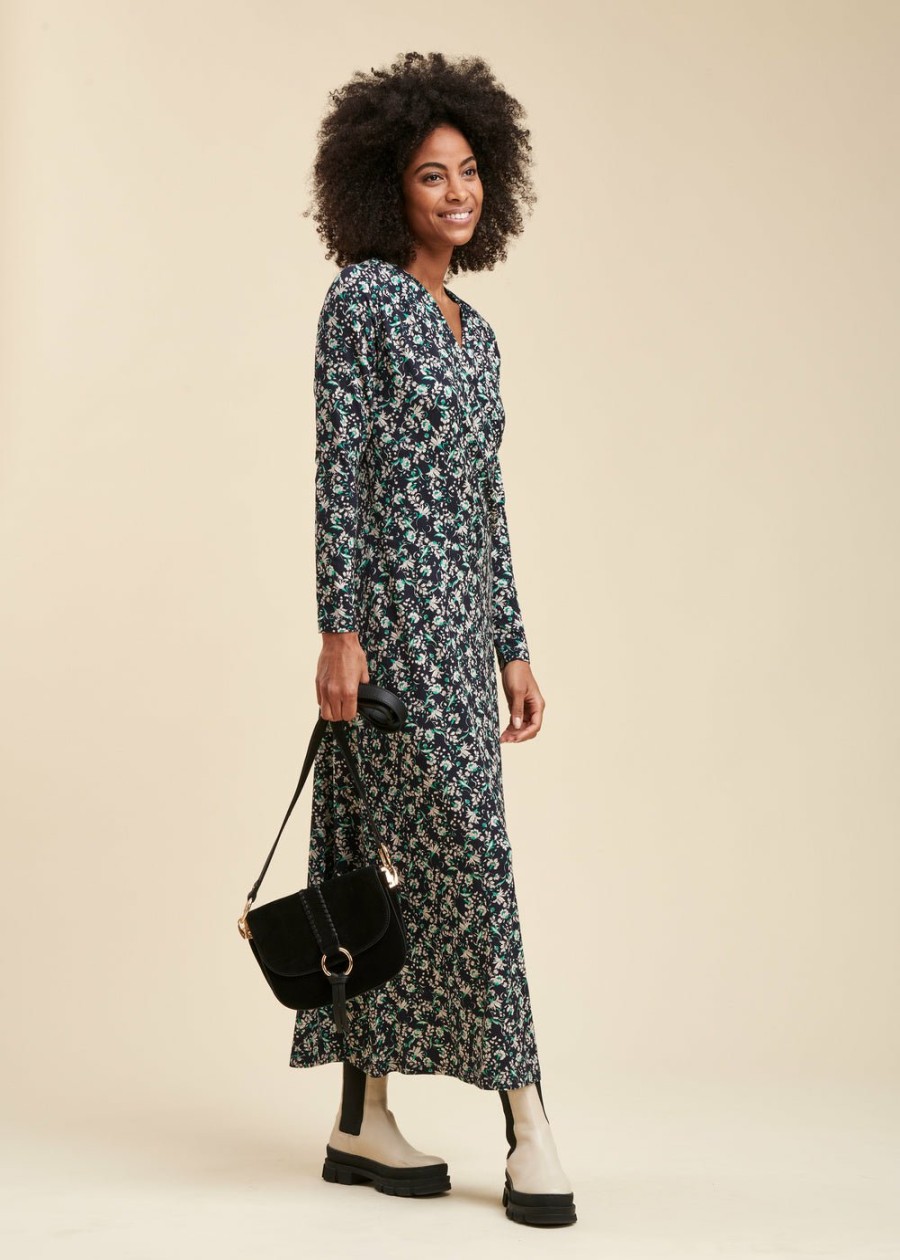 Pret-A-Porter LA FEE maraboutee | Robe Longue En Viscose Ecovero A Imprime Fleuri Bleu / Vert