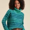 Pret-A-Porter LA FEE maraboutee | Pull Jacquard Col Roule Aqua