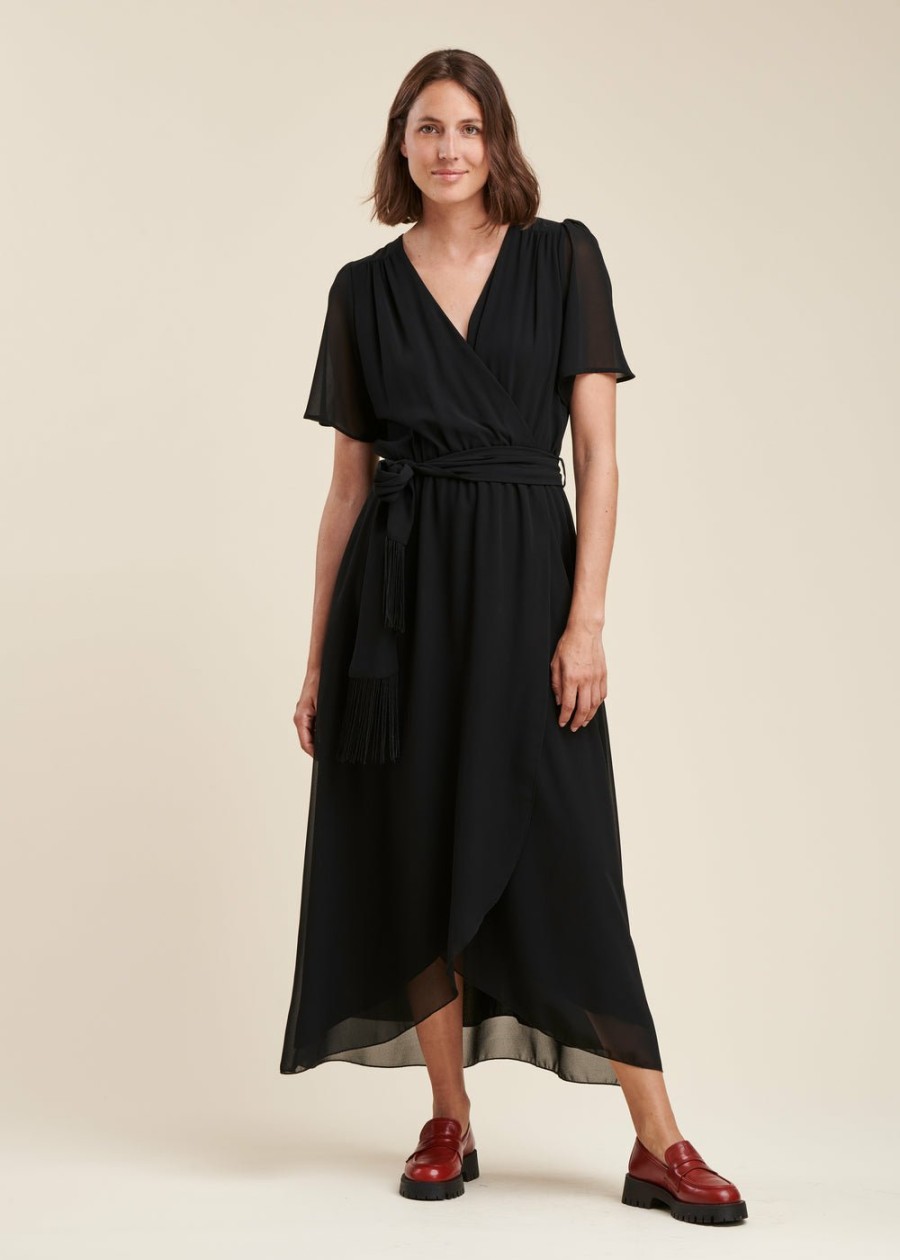 Pret-A-Porter LA FEE maraboutee | Robe Longue Cache-Coeur Noir