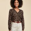 Pret-A-Porter LA FEE maraboutee | Top Coupe Droite A Imprime Leopard Noir