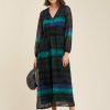 Pret-A-Porter LA FEE maraboutee | Robe Longue En Voile De Polyester Tie & Dye Vert/Bleu