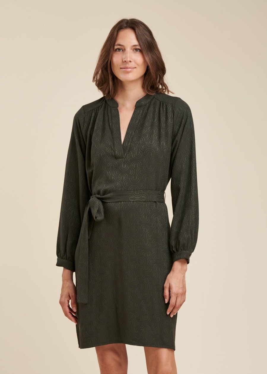 Pret-A-Porter LA FEE maraboutee | Robe Courte Coupe Droite En Jacquard Cendre