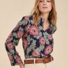 Pret-A-Porter LA FEE maraboutee | Top A Imprime Fleuri Navy/Figue