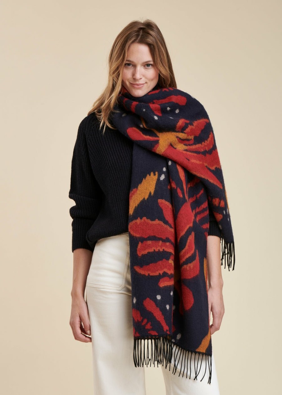 Accessoires LA FEE maraboutee | Echarpe Jacquard En Laine Navy/Rouge