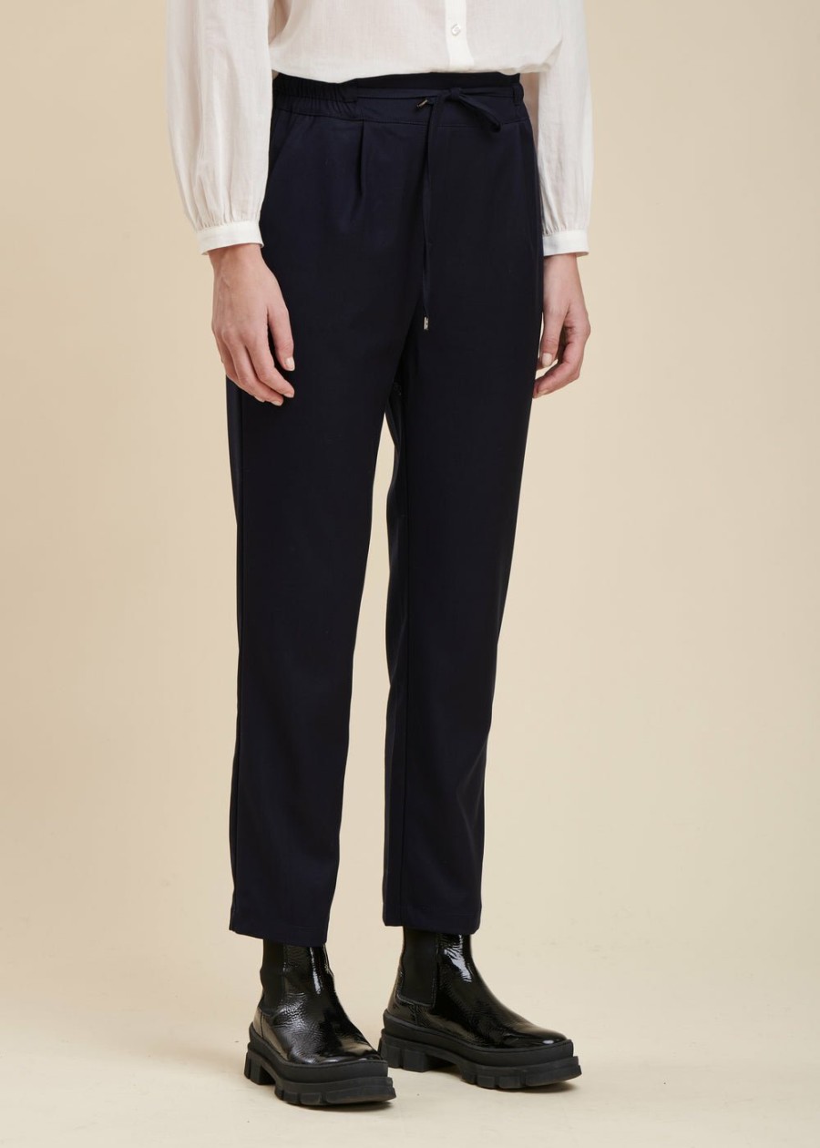 Pret-A-Porter LA FEE maraboutee | Pantalon Coupe Carotte Bleu Encre