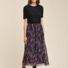 Pret-A-Porter LA FEE maraboutee | Jupe Longue En Voile De Viscose Soie A Imprime Floral Navy