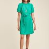 Pret-A-Porter LA FEE maraboutee | Robe Courte En Viscose Gaufree Vert Malachite