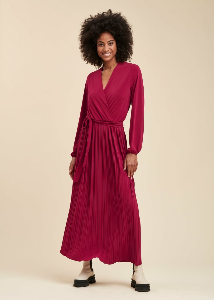 Pret-A-Porter LA FEE maraboutee | Robe Longue Jersey Plisse Rouge