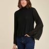 Pret-A-Porter LA FEE maraboutee | Top En Voile De Polyester Plisse Noir