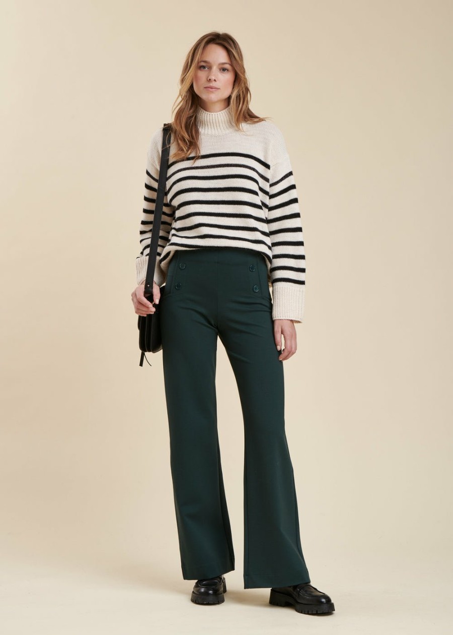 Pret-A-Porter LA FEE maraboutee | Pantalon A Pont En Jersey Milano Vert Bouteille