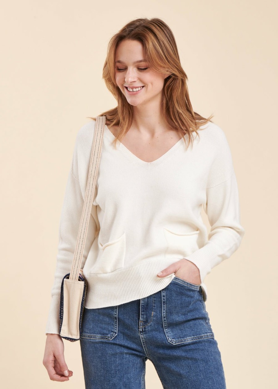 Pret-A-Porter LA FEE maraboutee | Pull En Maille Fine Ecru