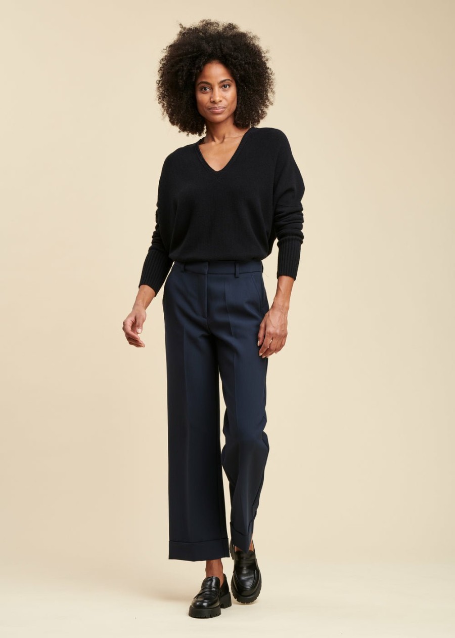 Pret-A-Porter LA FEE maraboutee | Pantalon Droit 7/8Eme En Polyester Recycle Marine