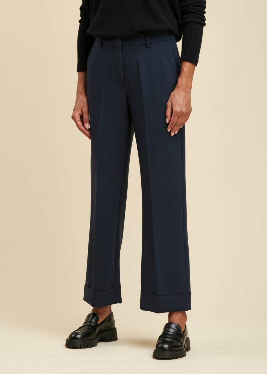 Pret-A-Porter LA FEE maraboutee | Pantalon Droit 7/8Eme En Polyester Recycle Marine