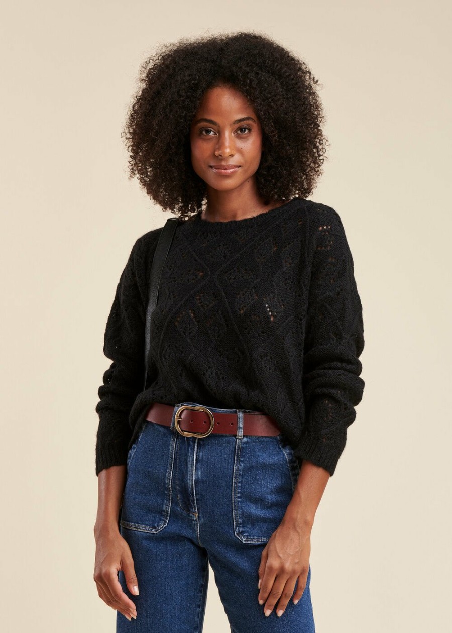 Pret-A-Porter LA FEE maraboutee | Pull En Maille Ajouree Noir