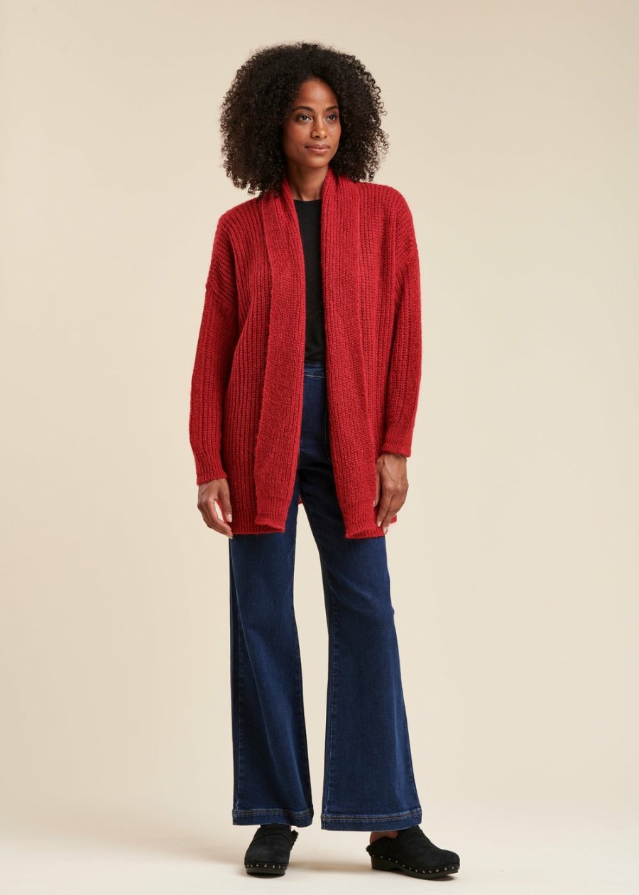 Pret-A-Porter LA FEE maraboutee | Gilet Cotes Perlees Rouge