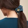 Accessoires LA FEE maraboutee | Chouchou Imprime Medaille Martelee Resine Bleu