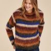 Pret-A-Porter LA FEE maraboutee | Pull Raye Ample Ruche/Bleu