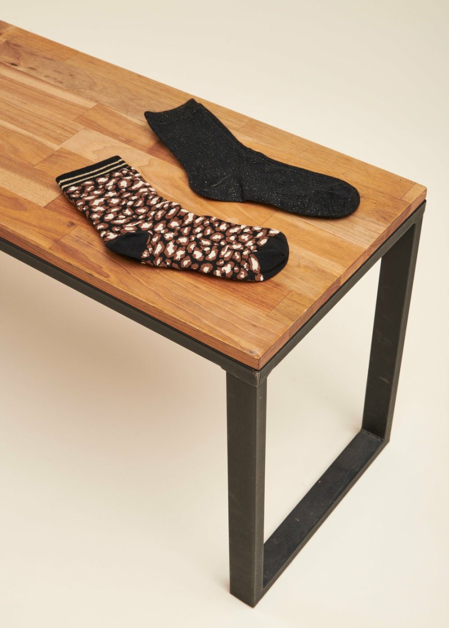 Accessoires LA FEE maraboutee | Coffret Deux Paires De Mi-Chaussettes Fantaisie Marron/Noir