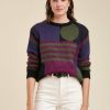 Pret-A-Porter LA FEE maraboutee | Pull Maille Jacquard Vert / Violet