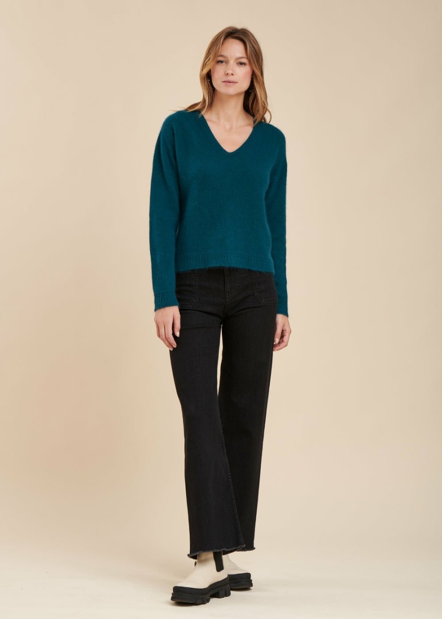 Pret-A-Porter LA FEE maraboutee | Pull Angora Ample Vert Pin