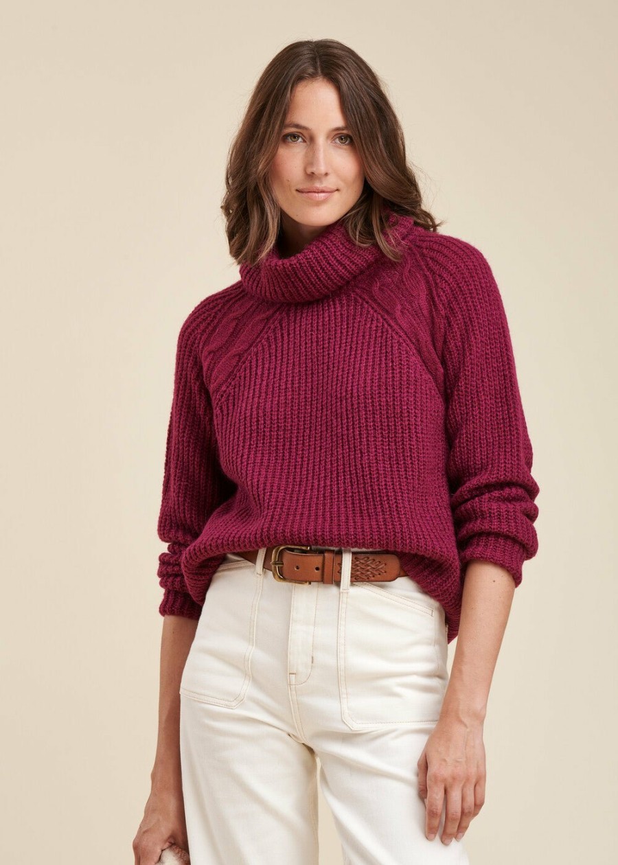 Pret-A-Porter LA FEE maraboutee | Pull Mousseux Col Boule Rose Arctique