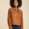 Pret-A-Porter LA FEE maraboutee | Blouson Court En Velours D'Agneau Real Grade Toffee