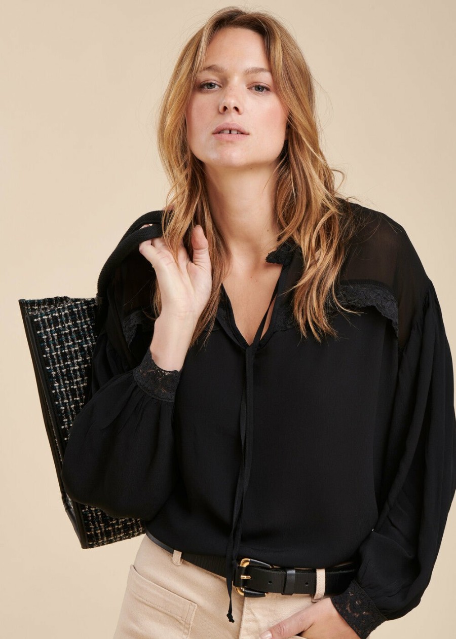 Pret-A-Porter LA FEE maraboutee | Top Oversize En Crepe De Viscose Noir