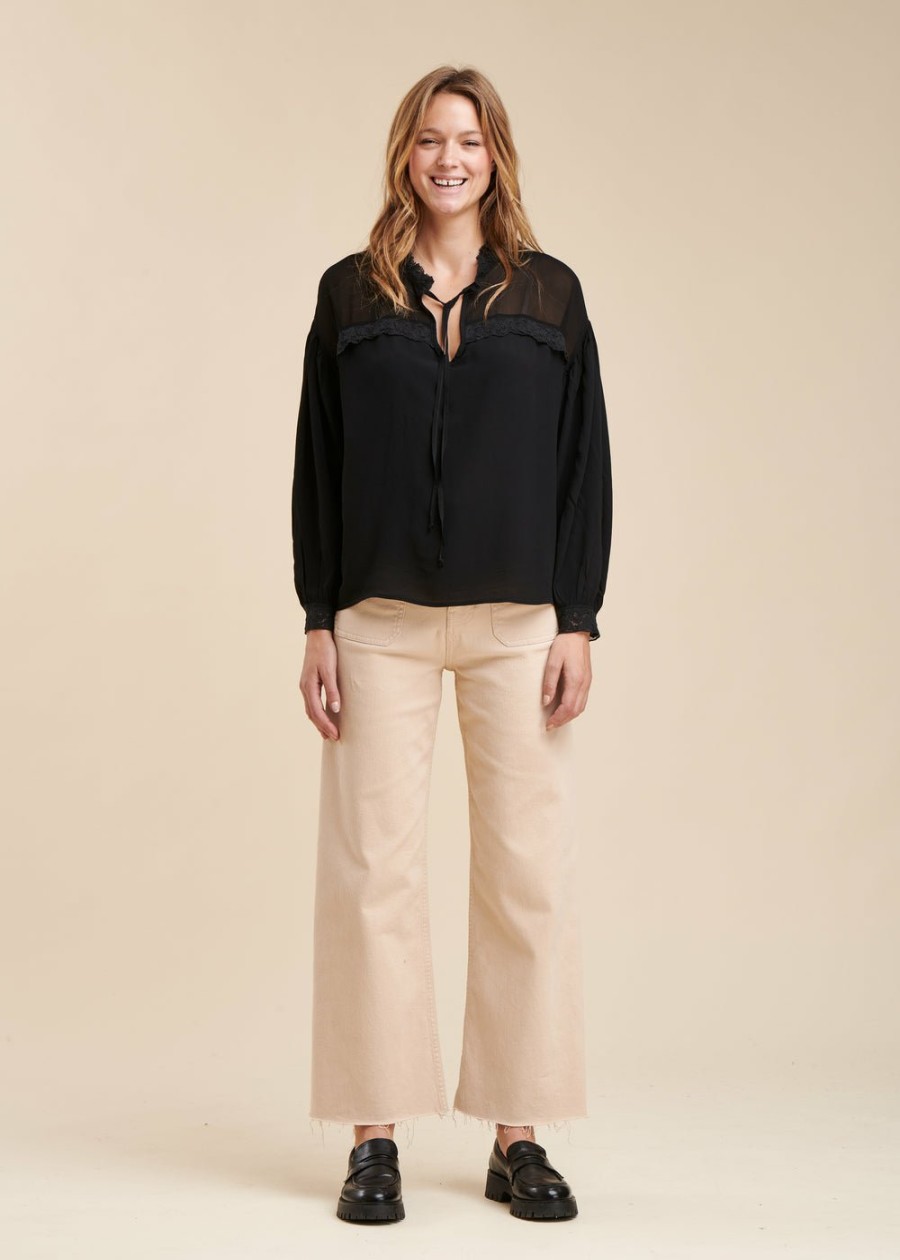 Pret-A-Porter LA FEE maraboutee | Top Oversize En Crepe De Viscose Noir