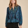 Pret-A-Porter LA FEE maraboutee | Top En Viscose Ecovero Avec Jeu D'Imprime Bleu