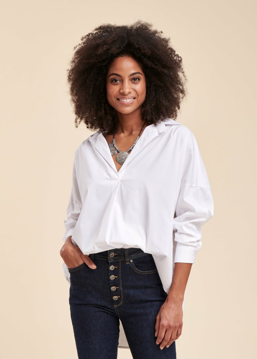 Pret-A-Porter LA FEE maraboutee | Blouse Large A Manches Longues Blanc