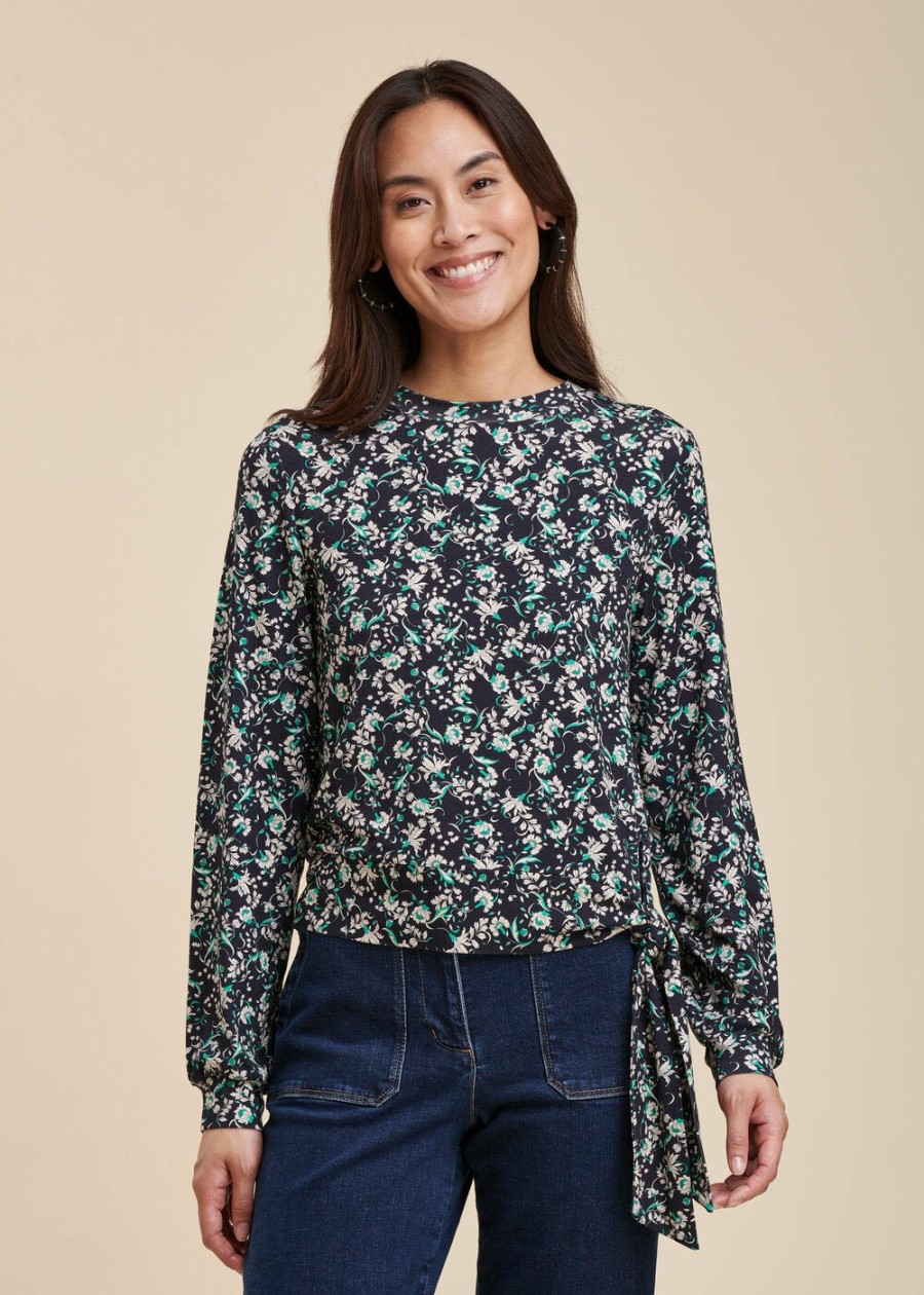 Pret-A-Porter LA FEE maraboutee | Tee-Shirt Ample En Jersey De Viscose Ecoresponsable Ecovero A Imprime Fleuri Bleu / Vert