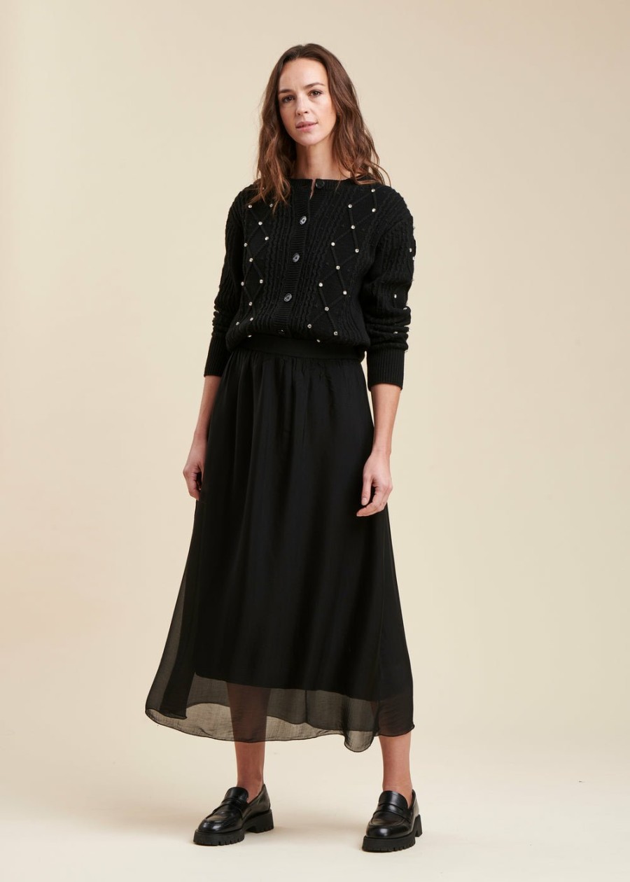 Pret-A-Porter LA FEE maraboutee | Jupe Longue En Voile De Viscose Soie Noir