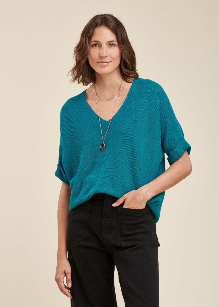 Pret-A-Porter LA FEE maraboutee | Pull Manches Courtes Oversize Viridian