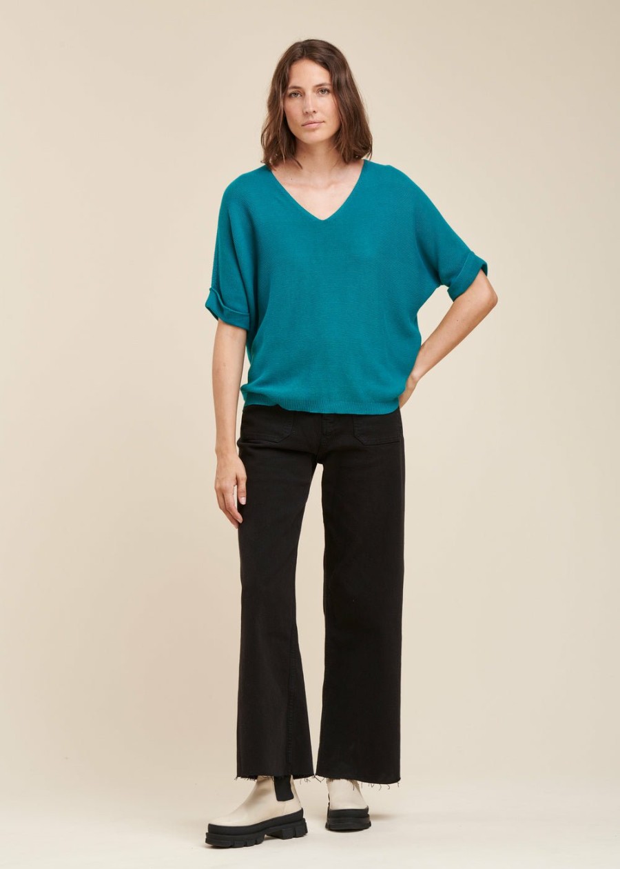 Pret-A-Porter LA FEE maraboutee | Pull Manches Courtes Oversize Viridian