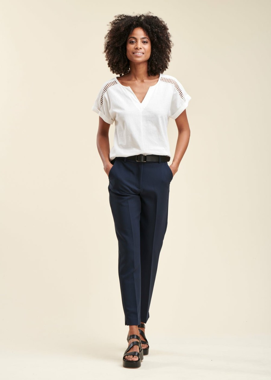 Pret-A-Porter LA FEE maraboutee | Pantalon Cigarette En Polyester Recycle Marine