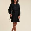 Pret-A-Porter LA FEE maraboutee | Robe Courte Ample Boutonnee A Fines Rayures Velours Figue