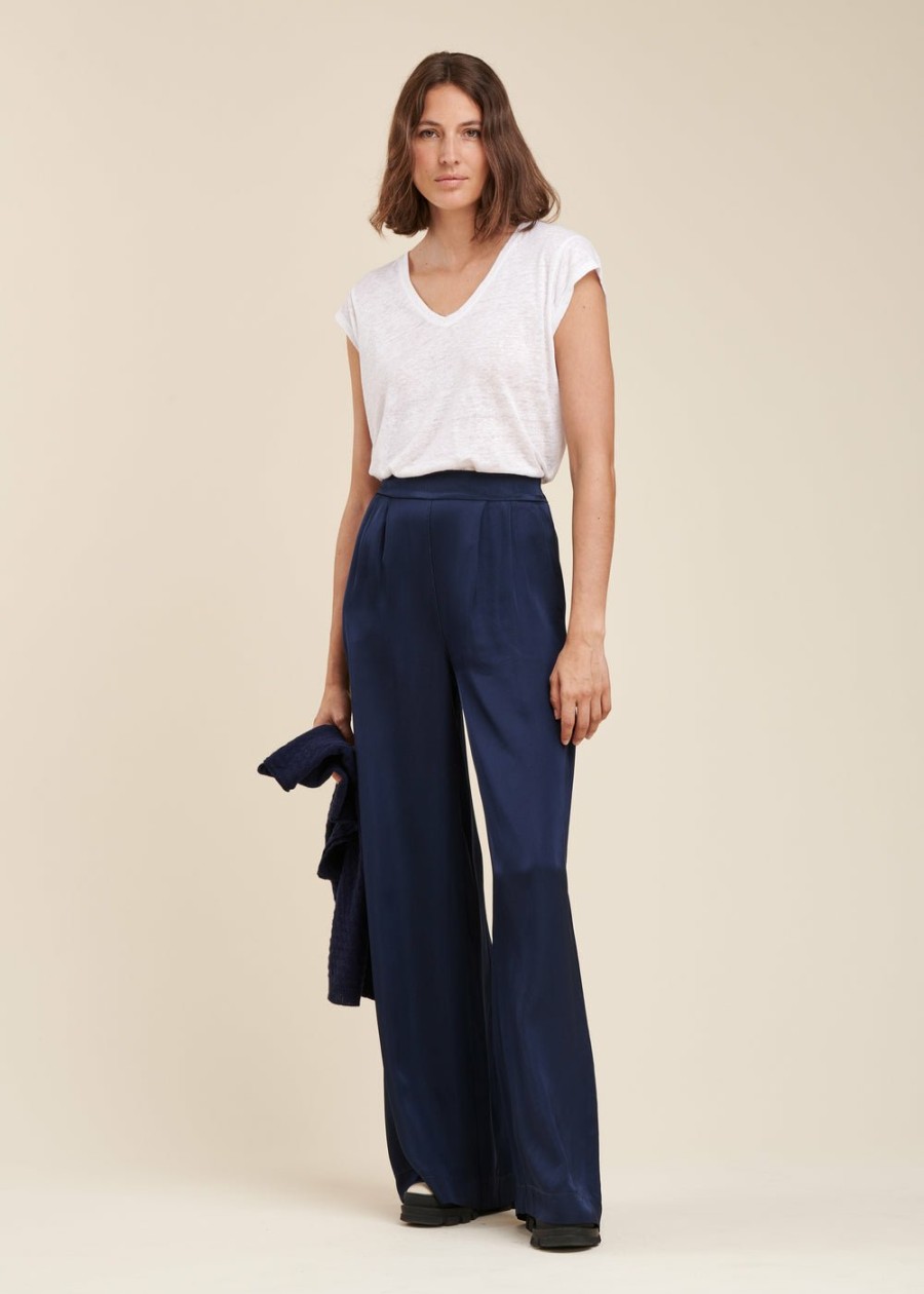 Pret-A-Porter LA FEE maraboutee | Pantalon Ample En Satin De Viscose Stormy