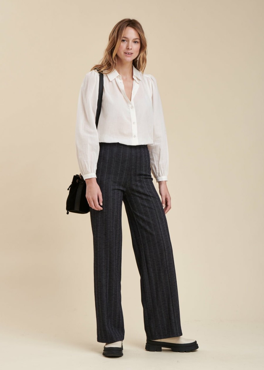 Pret-A-Porter LA FEE maraboutee | Pantalon Jersey Rayures Anthracite