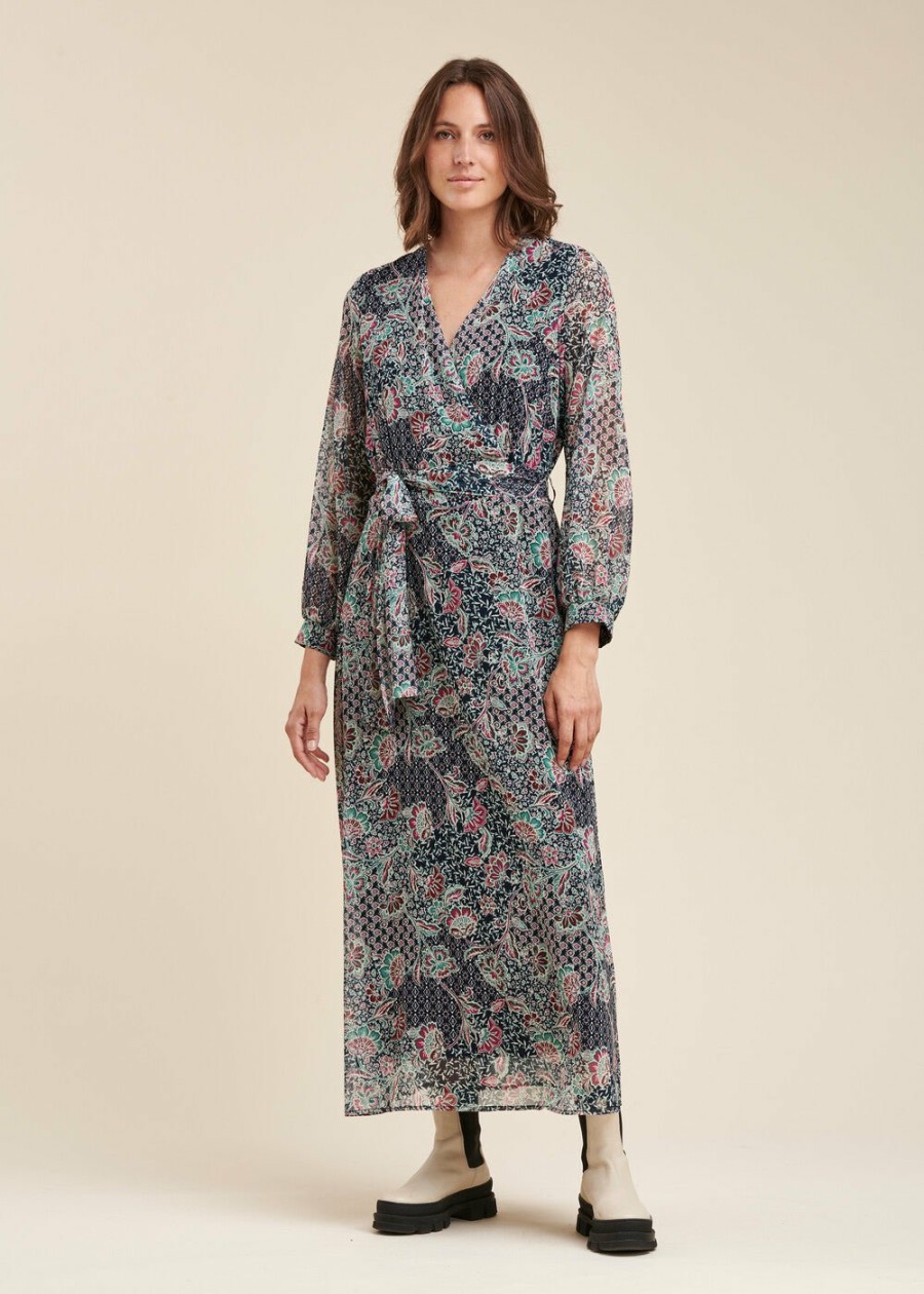 Pret-A-Porter LA FEE maraboutee | Robe Longue En Voile De Polyester Recycle Imprime Amande