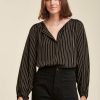 Pret-A-Porter LA FEE maraboutee | Chemise Ample A Rayures Noir/Noisette