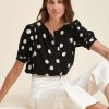 Pret-A-Porter LA FEE maraboutee | Chemise Ample A Imprime A Pois Noir/Ecru