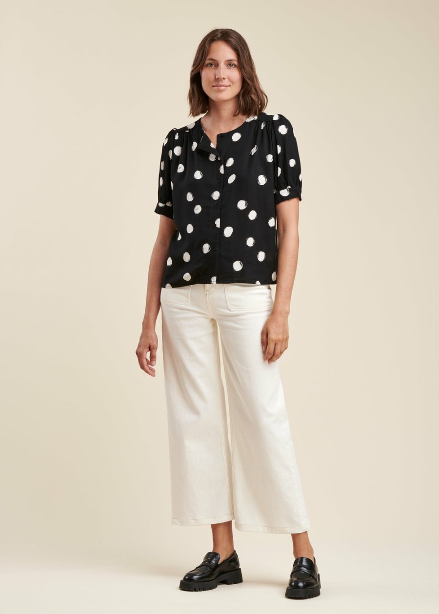 Pret-A-Porter LA FEE maraboutee | Chemise Ample A Imprime A Pois Noir/Ecru