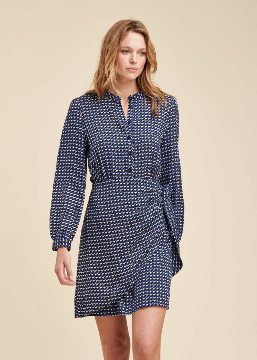 Pret-A-Porter LA FEE maraboutee | Robe Courte A Imprime Graphique En Viscose Ecovero Night Blue