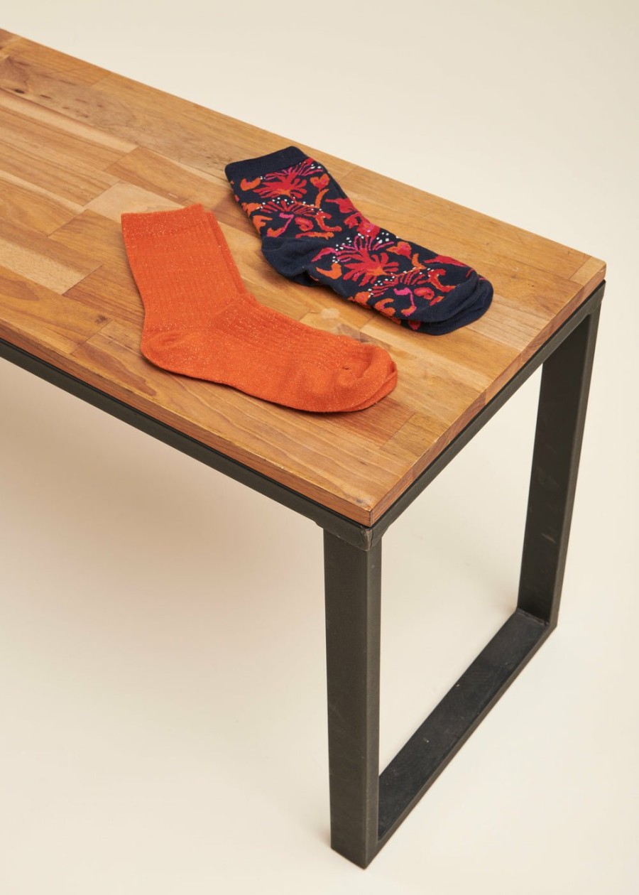 Accessoires LA FEE maraboutee | Coffret Deux Paires De Mi-Chaussettes Fantaisie Pumpkin/Navy