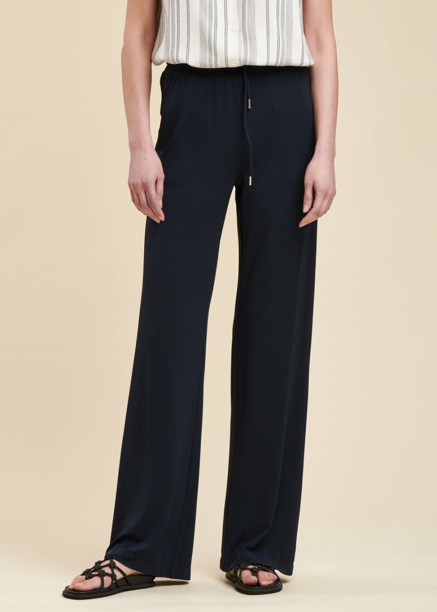 Pret-A-Porter LA FEE maraboutee | Pantalon Fluide Large En Jersey Bleu Encre