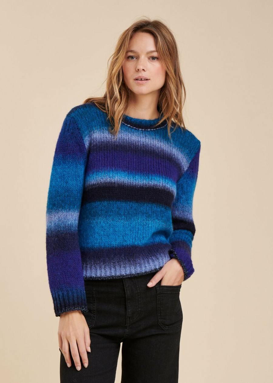 Pret-A-Porter LA FEE maraboutee | Pull Rayures Degradees Bleu